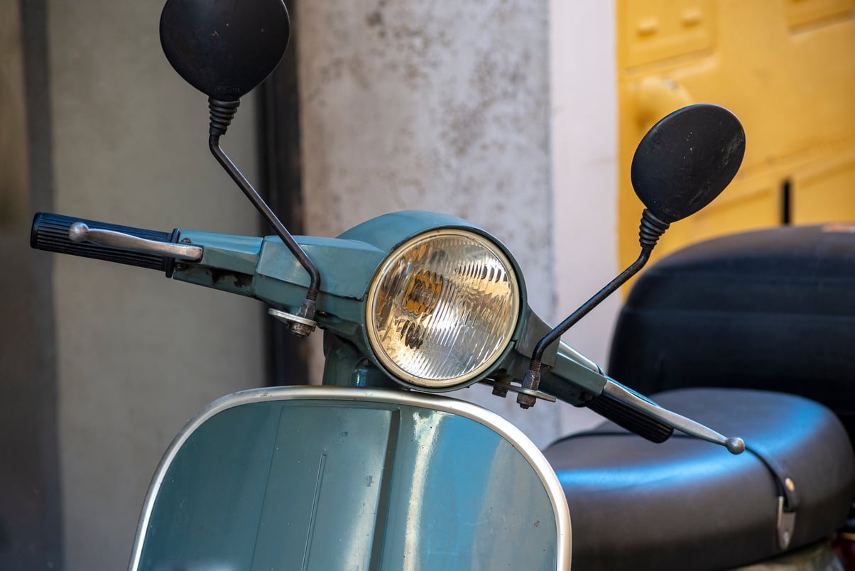 Front of a Parked Piaggio Vespa